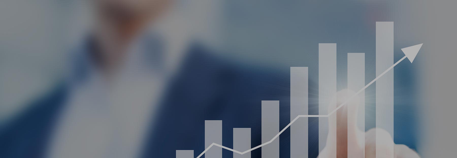 Man touching graph