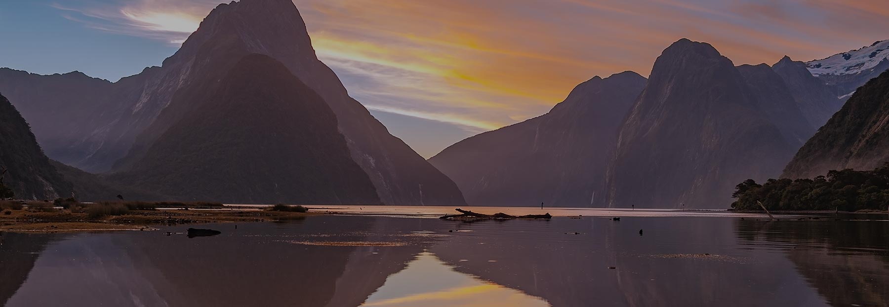 Scenic view of mountains and water