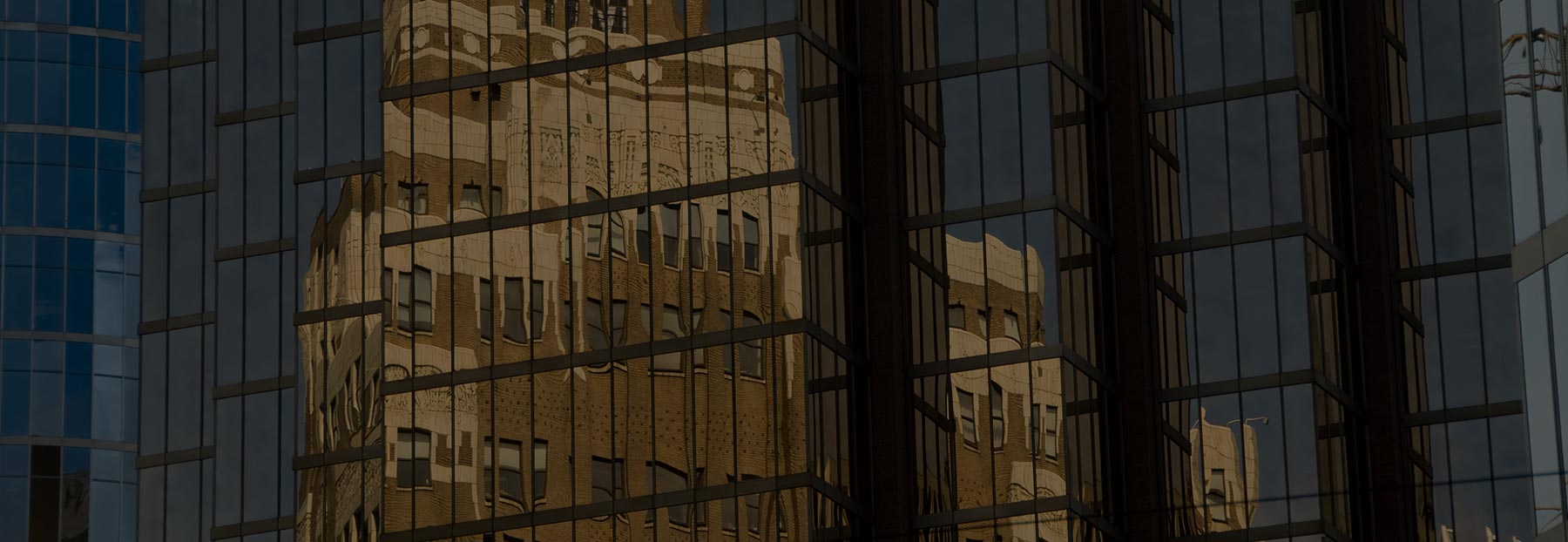 close up of skyscraper windows reflections