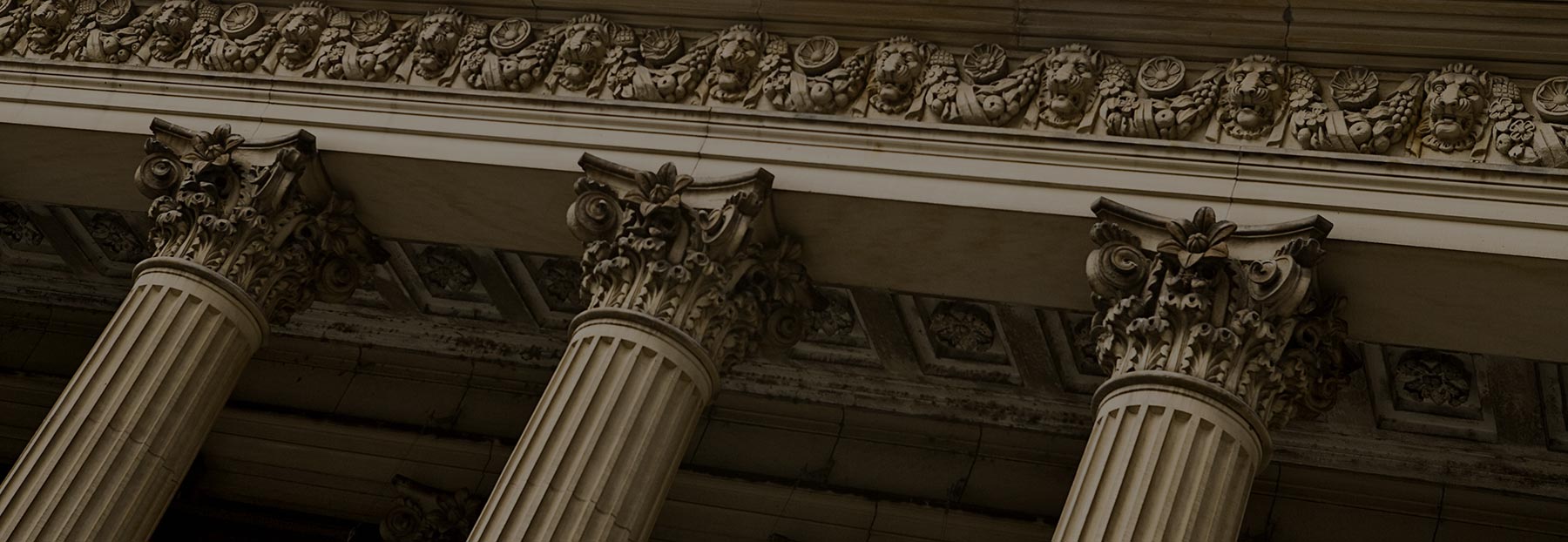 Close up of building's columns and architectural details