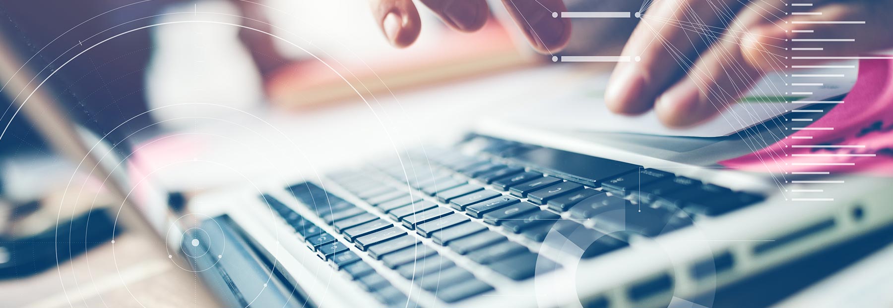 Close up of person typing on laptop