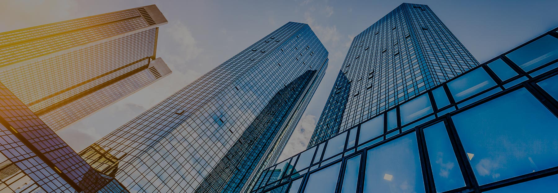 Tall skyscrapers from street level