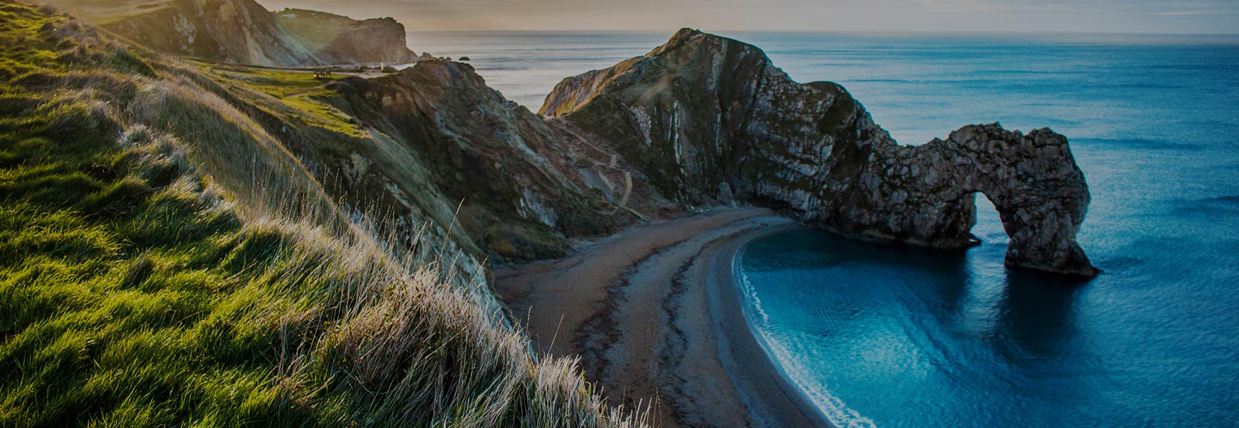 Scenic view of the ocean and its rocky cliff terrain