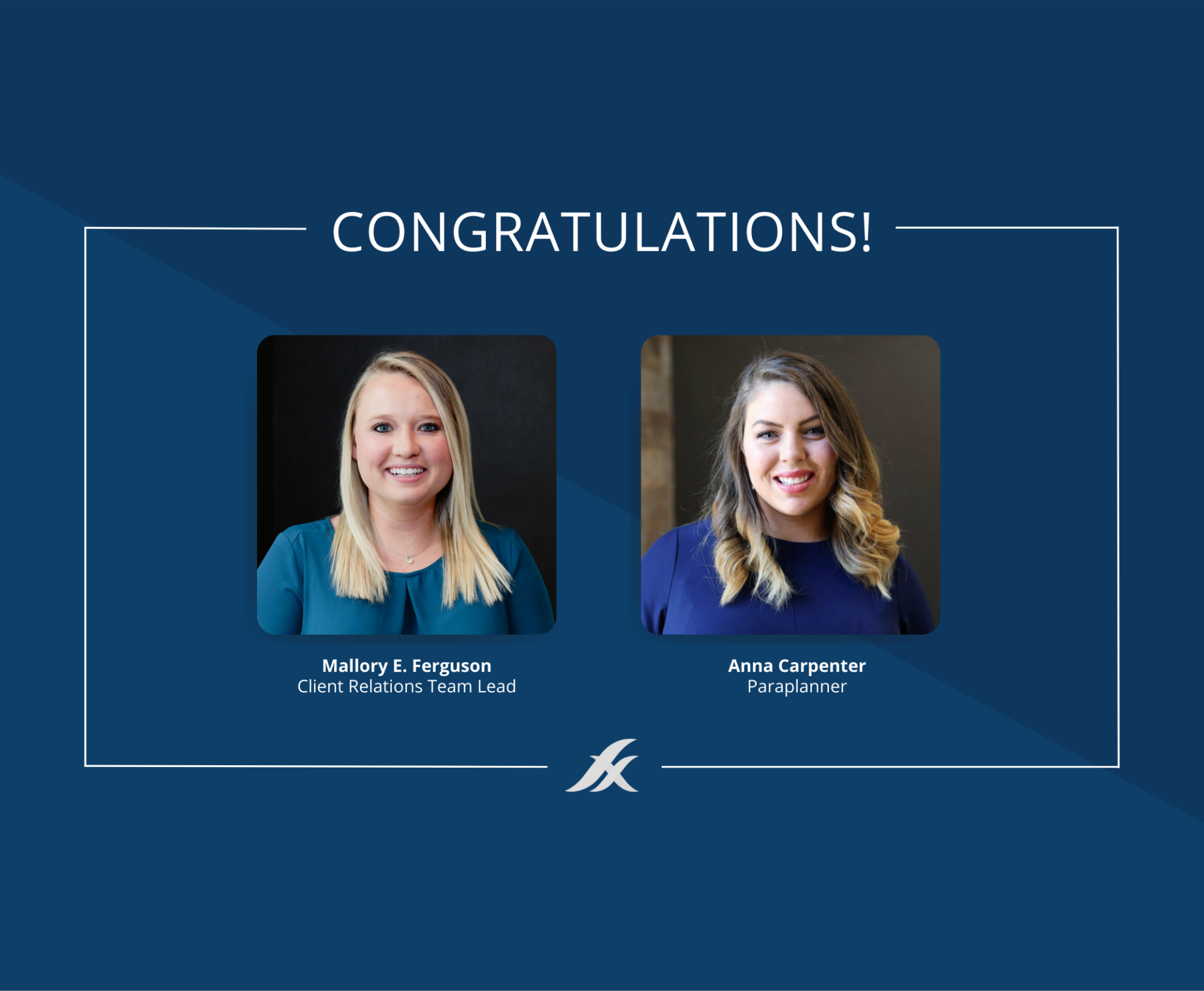 Congratulations post to Mallory and Anna